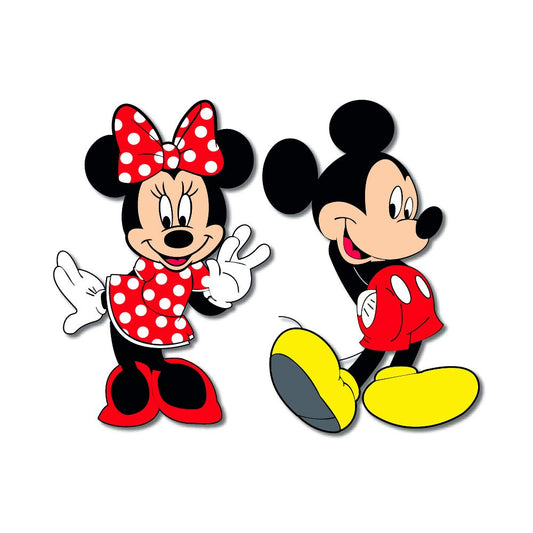 Mickey and Minnie Wooden Fridge Magnet (Pack of 1) Fun Comic Character Gift and Decoration