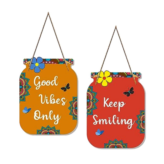 Matka Design Wall Hanging Good Vibes Only Positive Engineered Wood Decor