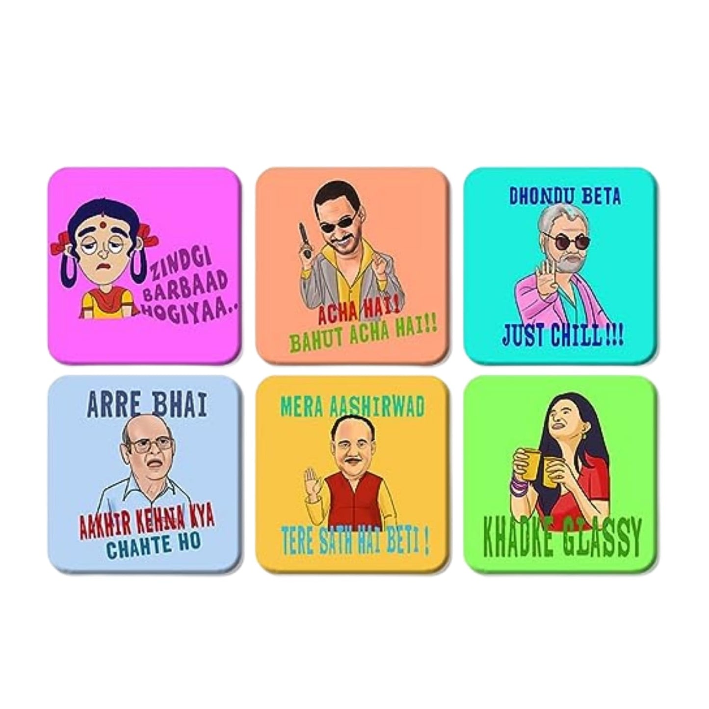 Dhondu Beta Just Chill Design Tea Coffee Coaster Set Engineered Wood Drinkware Accessories
