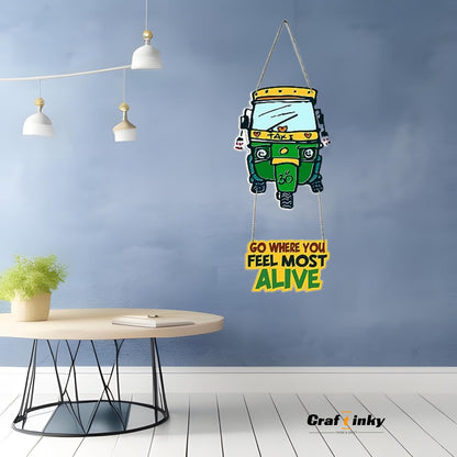Taxi Design Wall Hanging go Where You Feel Alive Quote Adventure ready Decor