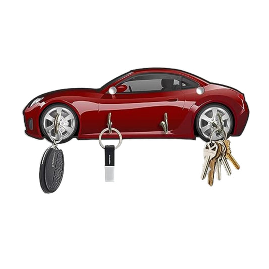 Car Design Key Holder  Engineered Wood Wall Organizer With Inspirational Quote