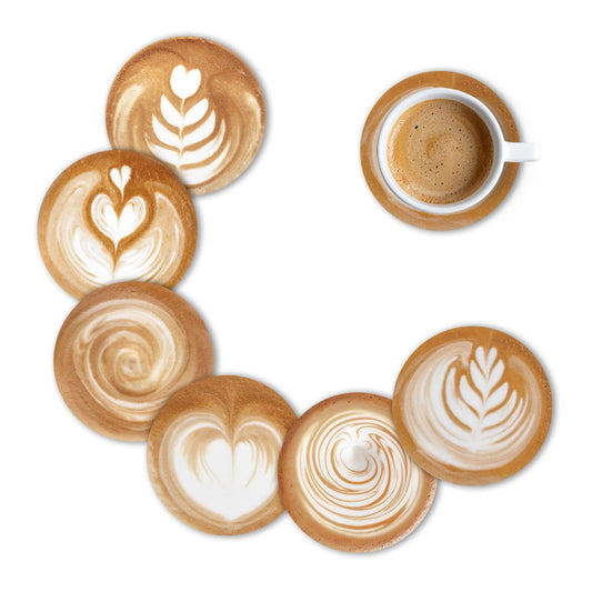 Premium Coffee Designer Printed Beautiful Wooden Coasters Fit for Tea Cups, Coffee Mugs and Glasses Design (Set of 6)017
