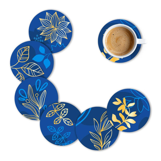 Premium Round Mandala Ethnic Beautiful Wooden Coasters, Diwali Gift, Fit for Tea Cups, Coffee Mugs and Glasses 4 8 12 (3.5X3.5 Inch) ((Set of 6))002