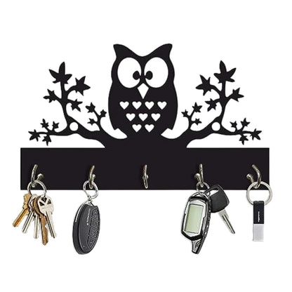 Owl Design Key Holder  Engineered Wood Wall Organizer With Inspirational Quote