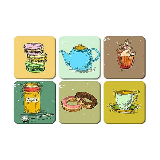 Doughnut Design Tea coffee Coaster Set  Engineered Wood Drinkware Accessories