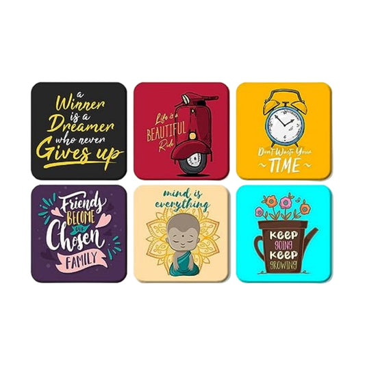 Baby Monk Design Tea coffee Coaster Set  Engineered Wood Inspirational Drinkware Accessories