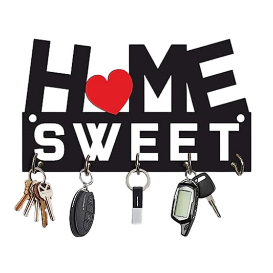 Home Sweet Design Key Holder With Inspirational Quote  Engineered Wood Wall Organizer