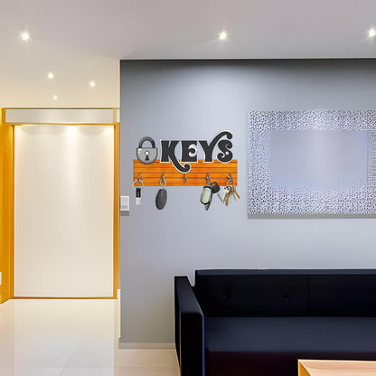 Keys Lock Design Key Holder  Engineered Wood Wall Organizer With Inspirational Quote