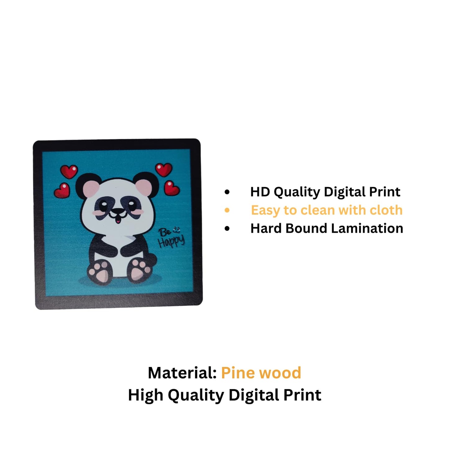 Panda Design Tea Coffee Coaster Set Engineered Wood Drinkware Accessories