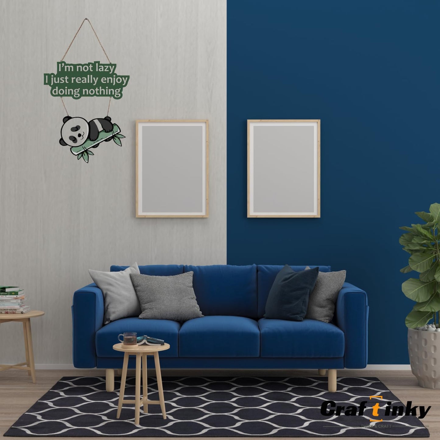 Cute Panda Wall Hanging Sign Im Not Lazy I Just Really Enjoy Doing Nothing Pine Wood Decorative Plaque