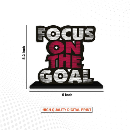 Wooden Idols And Figurine Focus On The Goal Quote Table Decor For Office Desk Showpiece | Home Decoration | Living Room | Modern Gifting Item