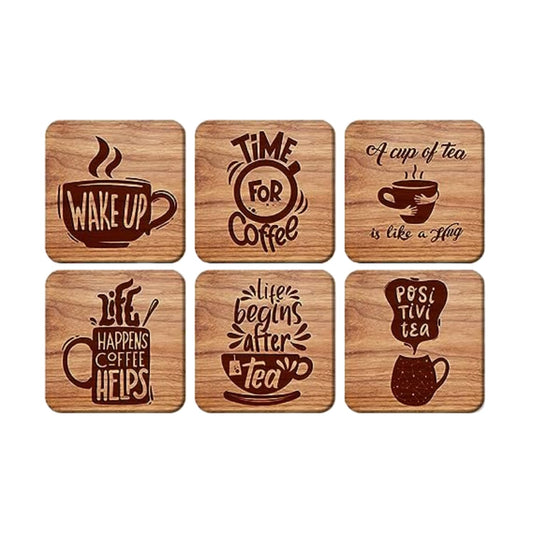 Life Begins After Tea Tea coffee Coaster Set  Engineered Wood Drinkware Accessories
