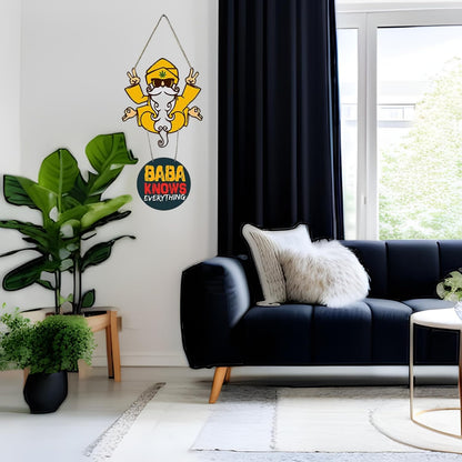 Baba Knows Everything Wall Hanging Quirky Engineered Wood Decor