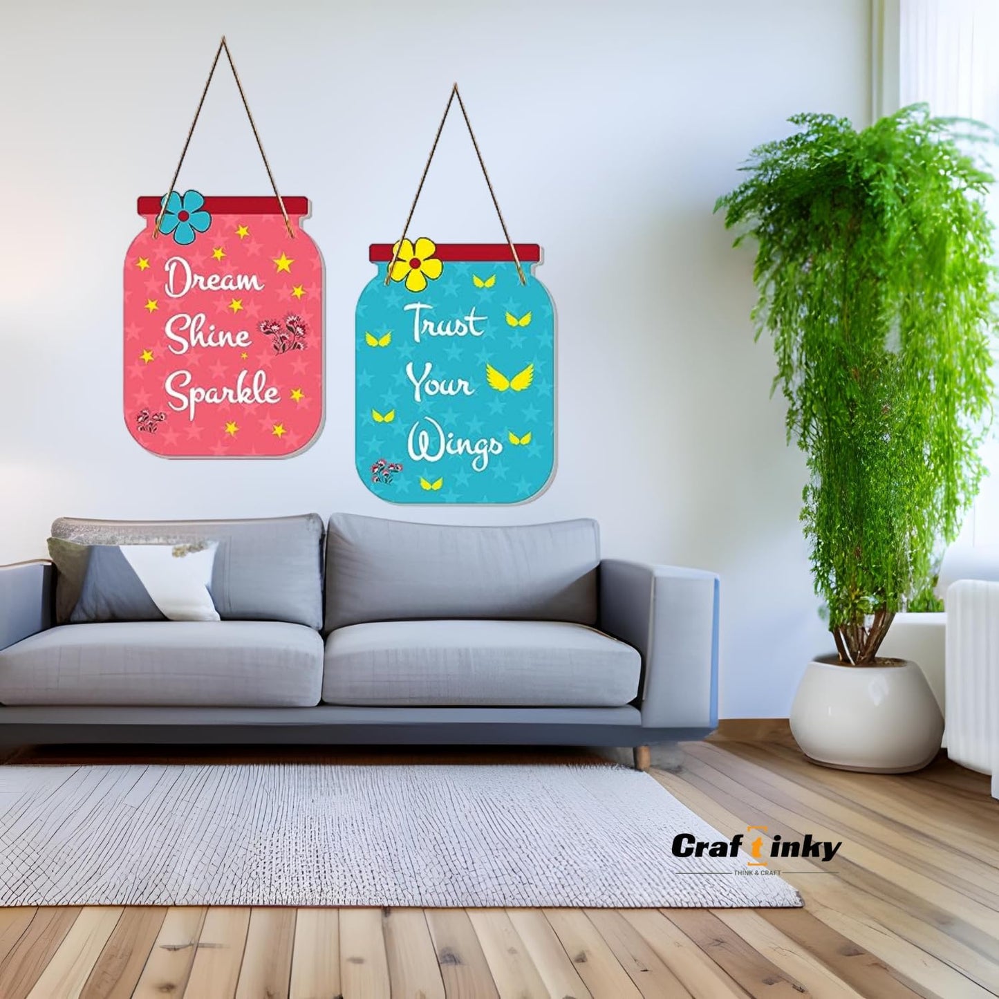 Matka Design Wall Hanging Dream Shine Sparkle  Inspirational Engineered Wood Decor
