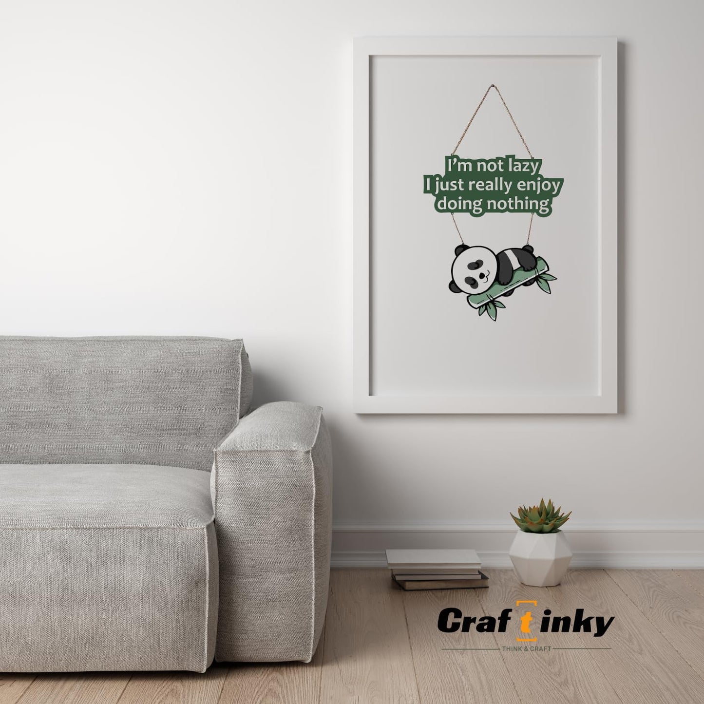 Cute Panda Wall Hanging Sign Im Not Lazy I Just Really Enjoy Doing Nothing Pine Wood Decorative Plaque
