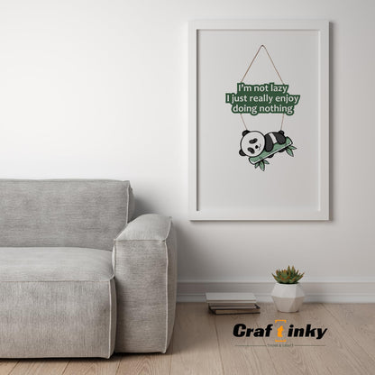 Cute Panda Wall Hanging Sign Im Not Lazy I Just Really Enjoy Doing Nothing Pine Wood Decorative Plaque