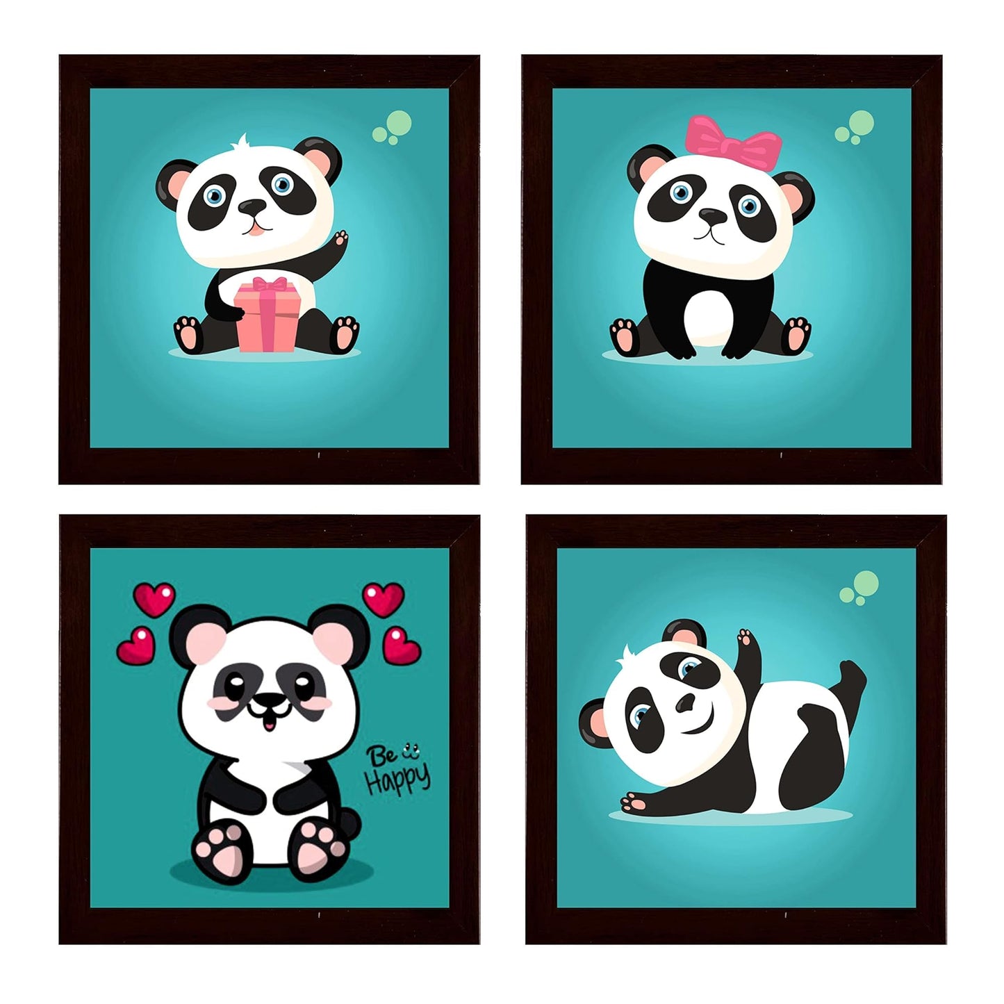Panda Design Tea Coffee Coaster Set Engineered Wood Drinkware Accessories