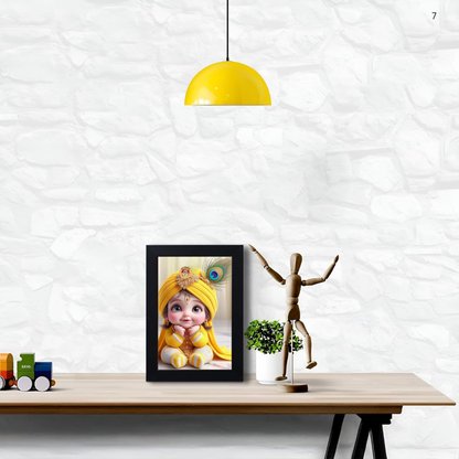 Shri Bal Gopal Painting for Pregnant Women | Kanha Ji Poster | Laddu Lord Makhan Chor | Walls Home Bedroom Living Room Decoration Gift.
