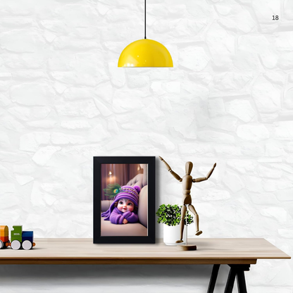 Baby Krishna Photo Frame | Shri Bal Gopal Painting for Pregnant Women | Kanha Ji Poster | Laddu Lord Makhan Chor | Walls Home Bedroom Living Room Decoration Gift.