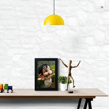 Lord Ganesha Ji Photo Frame for Wall and Pooja, Poster for Pooja, Religious Framed Painting, Laminated God Photo Frames, Wall Decor Photo Frame