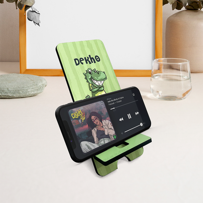 "Cute 'Dekho Pyaar Se' Alligator Design Phone Stand - 4x12 Inch Portable Holder"