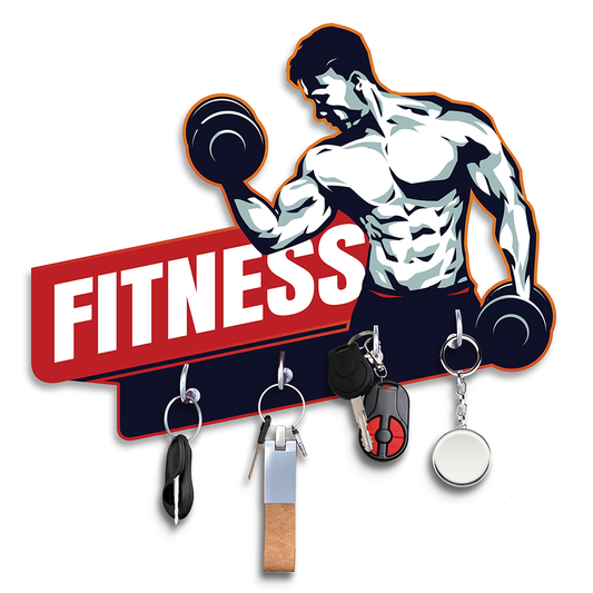 "Stay Motivated: Engineered Wood Key Holder with Fitness Quote Theme"