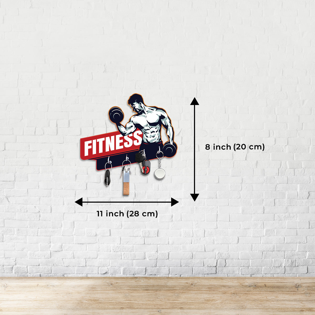 "Stay Motivated: Engineered Wood Key Holder with Fitness Quote Theme"