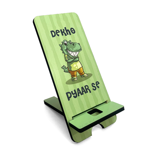 "Cute 'Dekho Pyaar Se' Alligator Design Phone Stand - 4x12 Inch Portable Holder"
